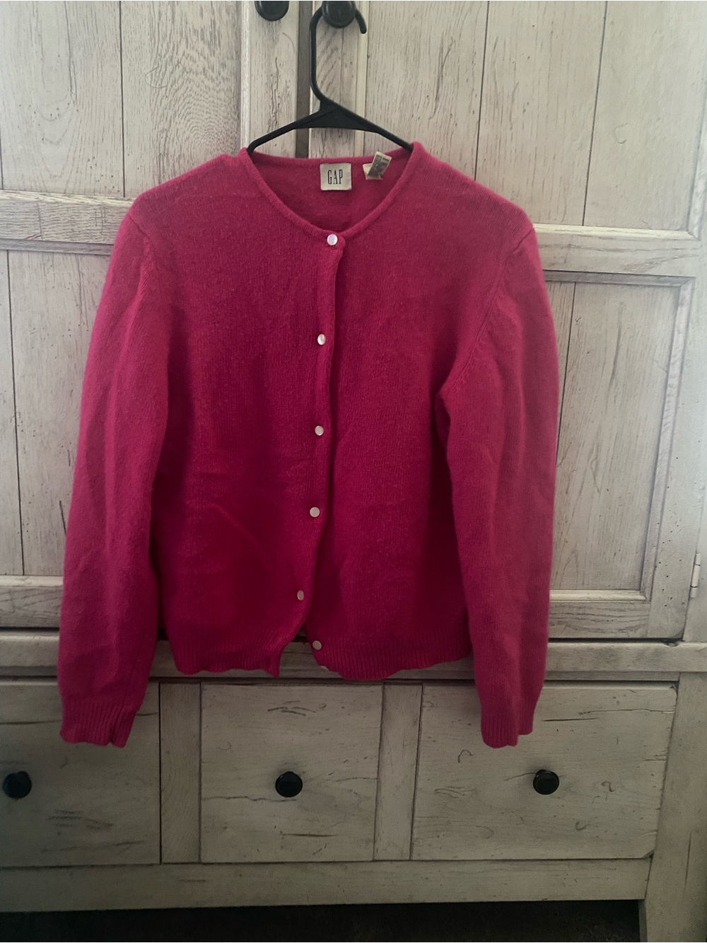 GAP Pink Crewneck Button-Front Cardigan Sweater